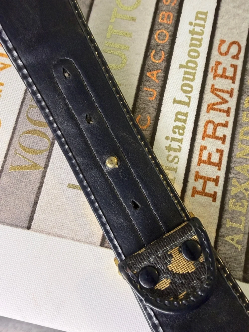 💙Dior Navy & Tan Oblique Signature Belt with Gold Buckle 🇫🇷